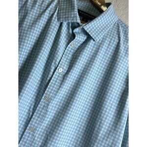 Mizzen Main Shirt‎ Mens XL Blue Gingham Performance Trim Fit Casual  Menswear